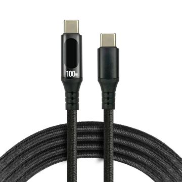 everActive CBB-1PD5L USB-C – USB-C PD-latauskaapeli 100 W, 1 m, LCD-näyttö