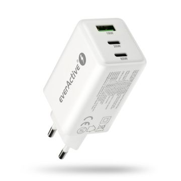 everActive SC-655Q verkkolaturi 65 W PD, 1 × USB-A + 2 × USB-C