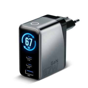 everActive SC-670Q Pro verkkolaturi 67 W PD, 2 × USB-C + 1 × USB-A