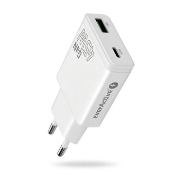 everActive SC-460Q verkkolaturi 45 W PD, 1 × USB-C + 1 × USB-A
