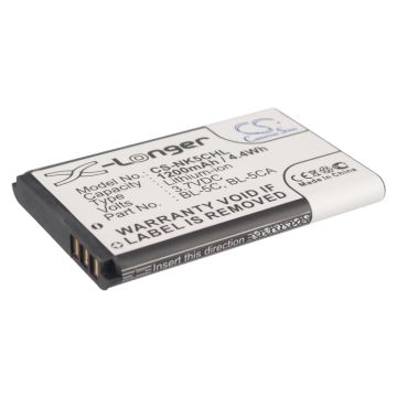 Nokia BL-5C, BL-5CA, BL-5CB, BR-5C yhteensopiva akku 1200 mAh