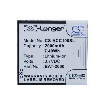 Acer puhelimen Liquid C1 yhteensopiva akku 2000mAh