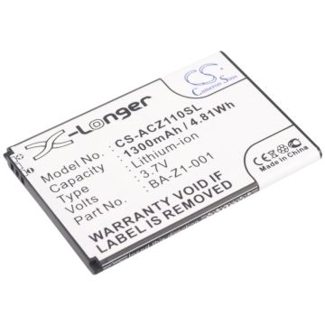 Acer puhelimen Liquid Z110 Dou / Z110 yhteensopiva akku 1300mAh