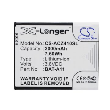 Acer puhelimen Liquid Z410 / Liquid M330 yhteensopiva akku 2000mAh