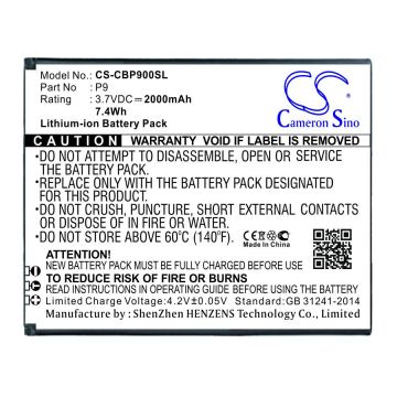Cubot älypuhelinten P9 yhteensopiva akku 2000mAh