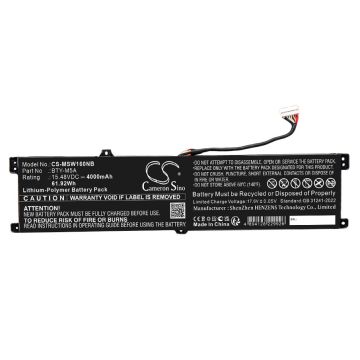 MSI kannettavan tietokoneen B14VFKG-056UK yhteensopiva akku 4000mAh