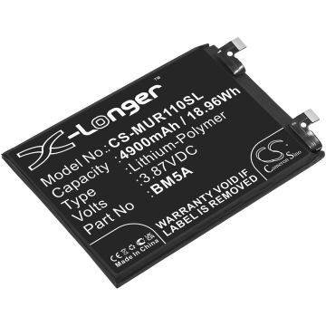 Redmi älypuhelinten 21091116C / 21091116I yhteensopiva akku 4900mAh