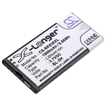 Nokia BL-5H yhteensopiva tehoakku 1800 mAh