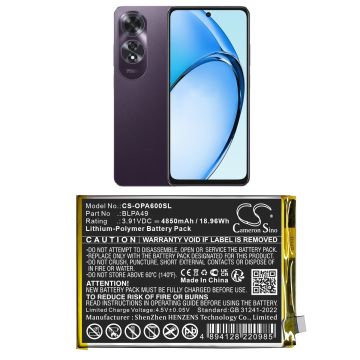 Oppo matkapuhelimen A60 4G, CPH2631 yhteensopiva akku 4850mAh