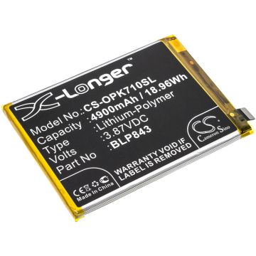 OPPO älypuhelinten K7x / K7x 2020 5G yhteensopiva akku 4900mAh