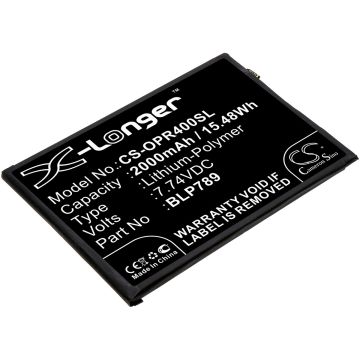 OPPO älypuhelinten CPH2091 / PDPM00 yhteensopiva akku 2000mAh