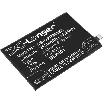 OPPO älypuhelinten CPH2235 / Reno6 yhteensopiva akku 2150mAh