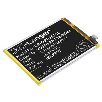 OPPO puhelimen Realme 10 5G / RMX3630 yhteensopiva akku 4900mAh