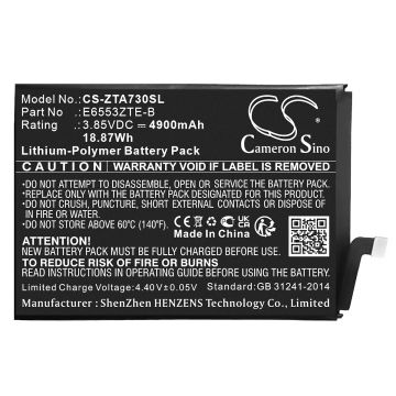 ZTE puhelimen Blade A73 4G yhteensopiva akku 4900mAh