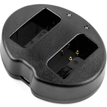 Olympus BLN-1 yhteensopiva USB-akkulaturi kahdelle akulle
