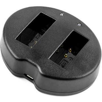 Canon LP-E12 yhteensopiva USB-akkulaturi kahdelle akulle