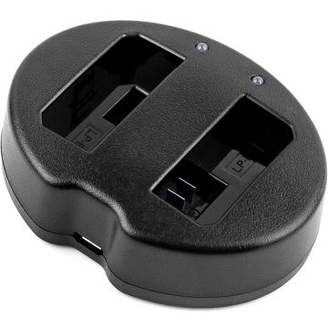 Canon LP-E5 yhteensopiva USB-akkulaturi kahdelle akulle