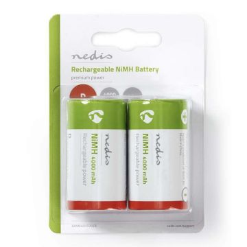 Ladattava Ni-MH-Akku, D 1,2 V 4000 mAh | 2 kpl