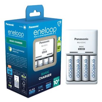 Panasonic Eneloop BQ-CC51 -laturipaketti + 4× AA Eneloop 2000mAh (BK-3MCDE)