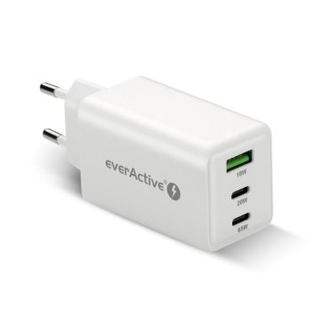 everActive SC-655Q verkkolaturi 65 W PD, 1 × USB-A + 2 × USB-C