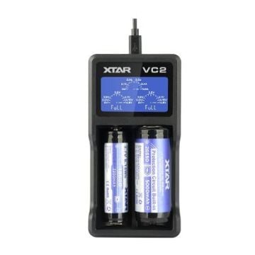 XTAR VC2 Li-ion Akkuparistolaturi USB-liitännällä & digitaalisella näytöllä