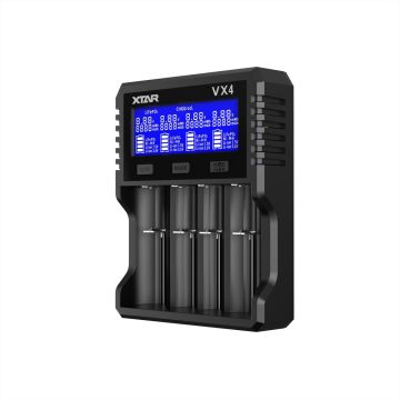 XTAR VX4 V2 USB-C yleislaturi 4 paikkaa – Li-ion, 1,5 V Li-ion ja Ni-MH
