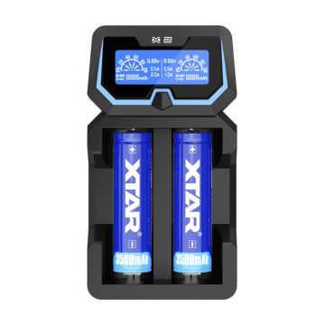 XTAR X2 akkulaturi 2 kennolle – Li-ion ja Ni-MH