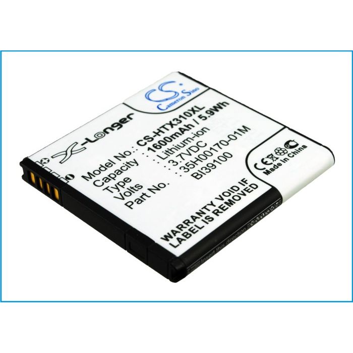 HTC Titan, Titan II, X310E, Sensation XL, X315E, Eternity, Bunyip, Bass, Runnymede, X315, X315b yhteensopiva akku - 1600mAh