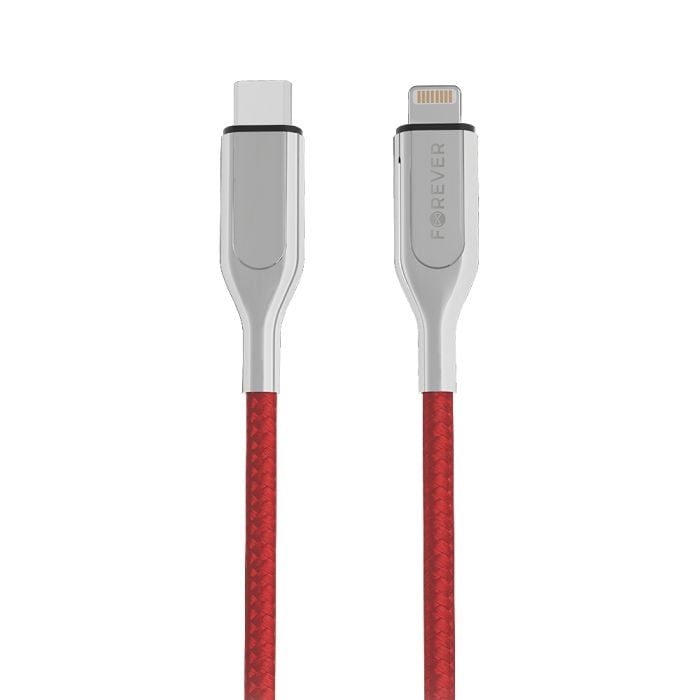 Forever Core Ultranopea MFI USB Type-C / Lightning, 2,4A lataus- ja synkronointikaapeli 1,5m, punainen