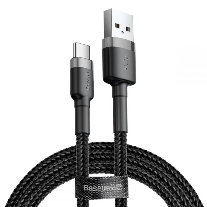 Baseus Cafule USB-C-kaapeli 1m 3A - musta Baseus Cafule USB-C-kaapeli 1m 3A - musta