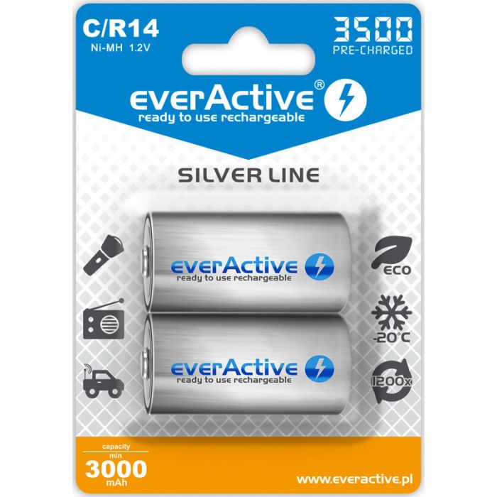 everActive Ni-MH Ladattava C Paristo 3500 mAh, 1,2V - 2 kpl pakkaus