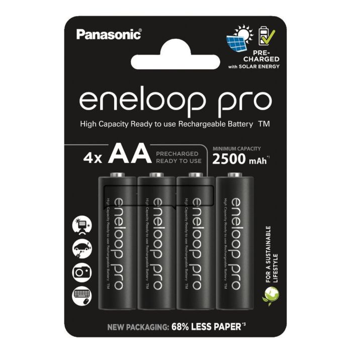Uusi Panasonic Eneloop Pro R6 / AA Akkuparisto BK-3HCDE/4CP 2500mAh - 4 kpl