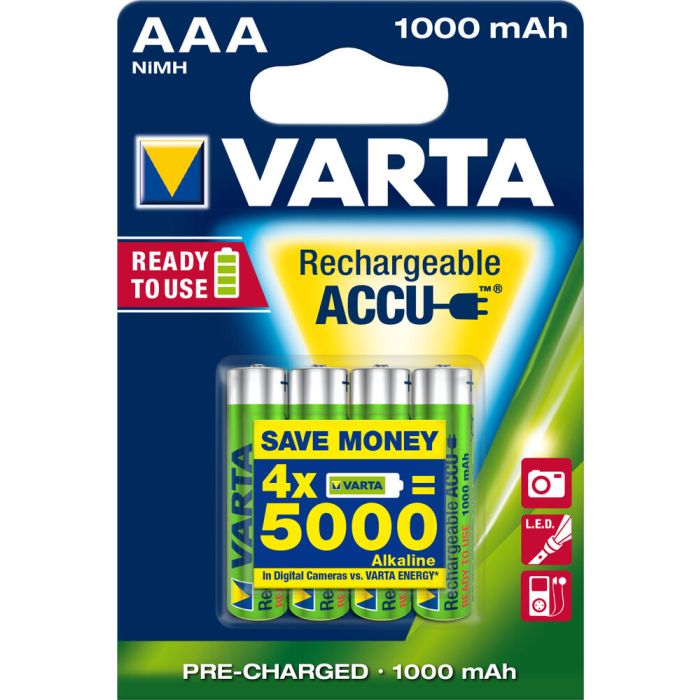 Varta Recharge Accu Power AAA / R03 ladattava akkuparisto 1000 mAh 4 kpl