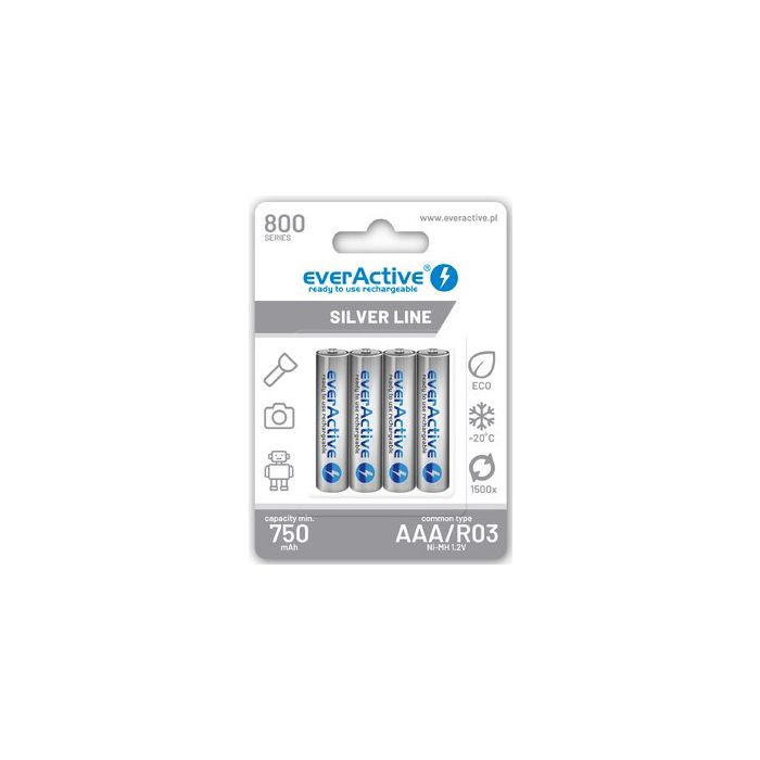 everActive ladattava AAA / R03 NiMH akku - 800 mAh - 4 kpl - Heti käyttövalmis