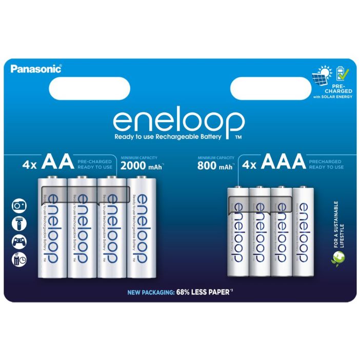 Panasonic Eneloop 4 × AA + 4 × AAA ladattava akkuparistosetti