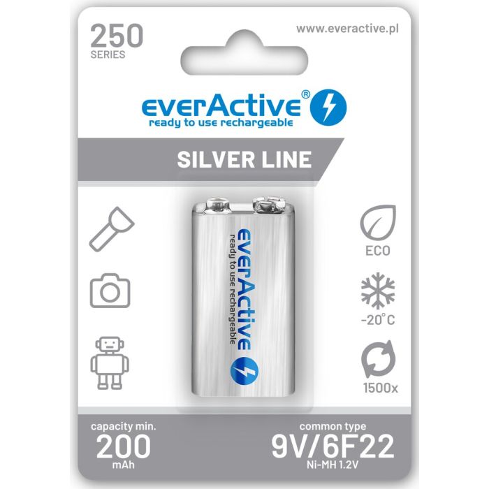 everActive 9V / 6F22 ladattava Ni-MH akkuparisto 250 mAh