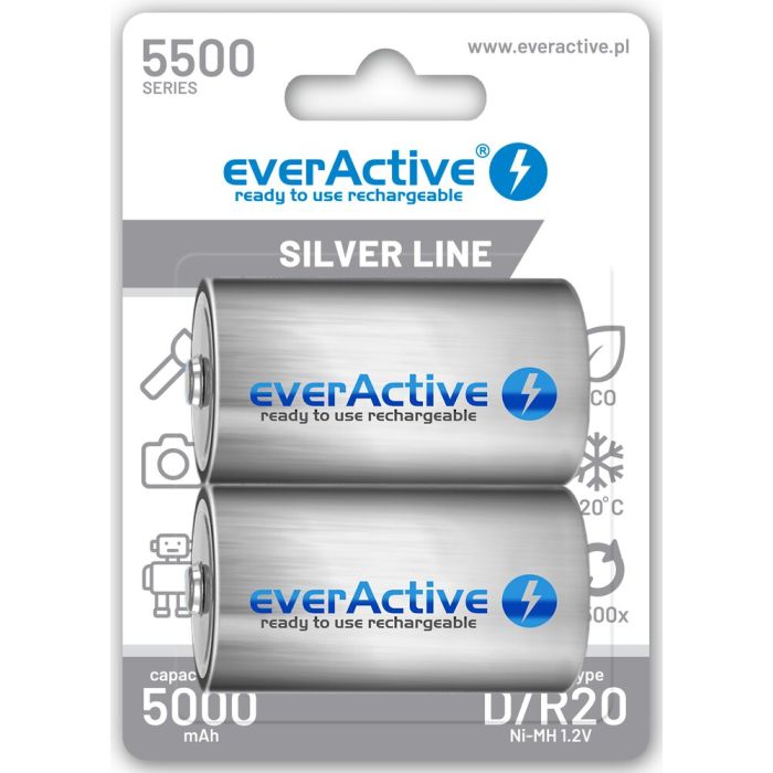everActive D / R20 ladattava Ni-MH akkuparisto 5500 mAh 2 kpl