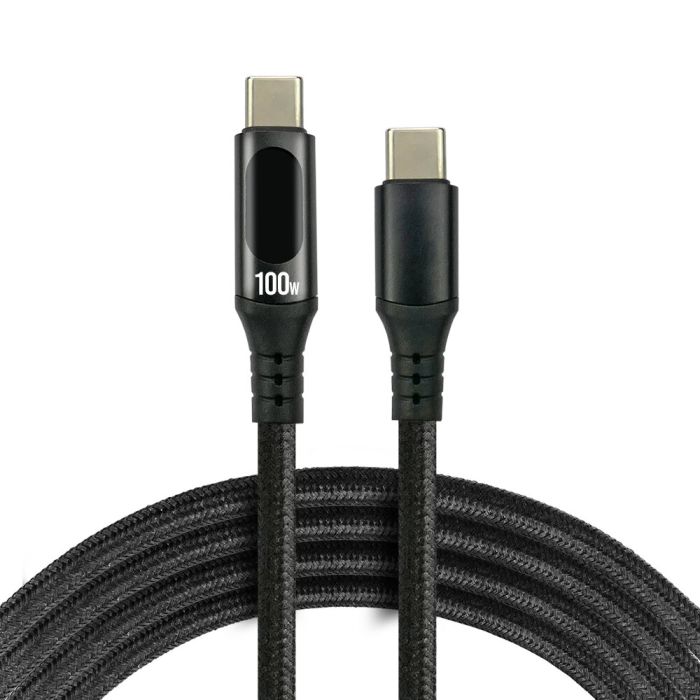 everActive CBB-1PD5L USB-C – USB-C PD-latauskaapeli 100 W, 1 m, LCD-näyttö