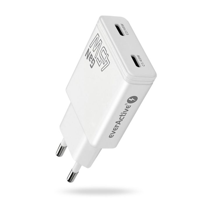 everActive SC-465Q verkkolaturi 45 W PD, 2 × USB-C