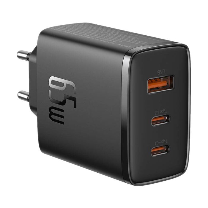 Baseus 65 W verkkolaturi, 1 × USB-A + 2 × USB-C