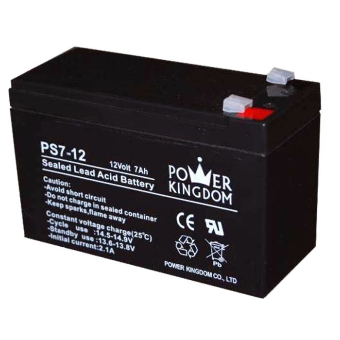 Power Kingdom 12V 7Ah lyijyhyytelö akku T2 - Leveämpi 6,35 mm liiitin Power Kingdom 12V 7Ah lyijyhyytelö akku T2 - Leveämpi 6,35 mm liiitin