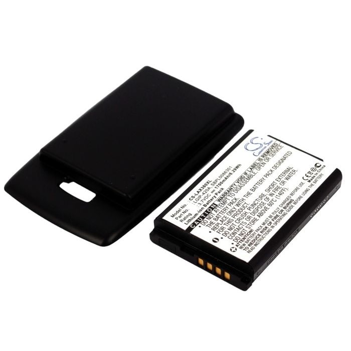 LG AX380   Tehoakku Laajennetulla mustalla takakannella 1700 mAh