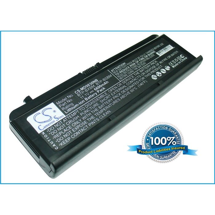Medion MD96290, MD98300, WIM2160, WAM2030, WAM2040, WAM2070 akku 6600 mAh - Musta