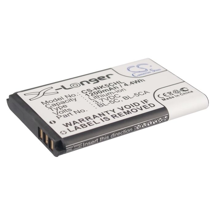 Nokia BL-5C, BL-5CA, BL-5CB, BR-5C yhteensopiva akku 1200 mAh