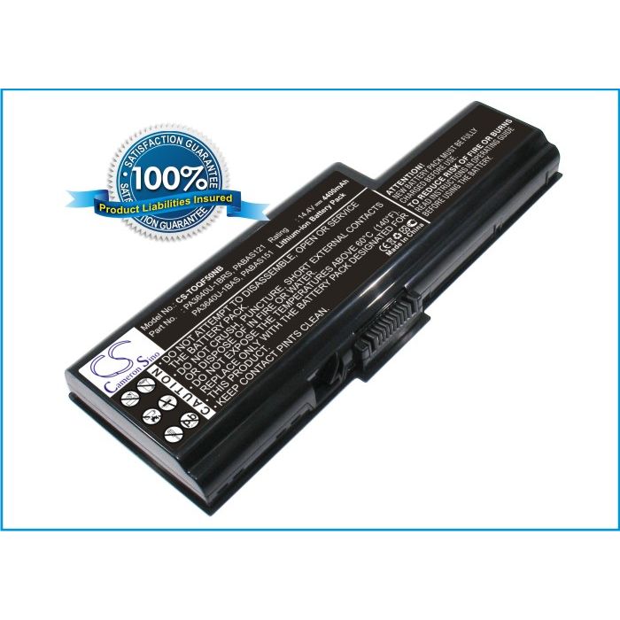Toshiba Qosmio F50 ja Qosmio F55 akku 4400 mAh - Musta