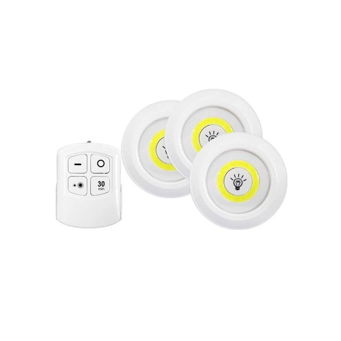 COB LED Lamppusarja 3 kpl 1W kaukosäätimellä