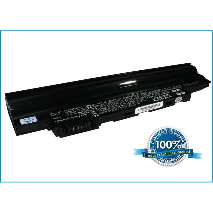 Acer Aspire One D255, D262, 722, One Happy, One Happy2 yhteensopiva akku - 4400 mAh Musta 