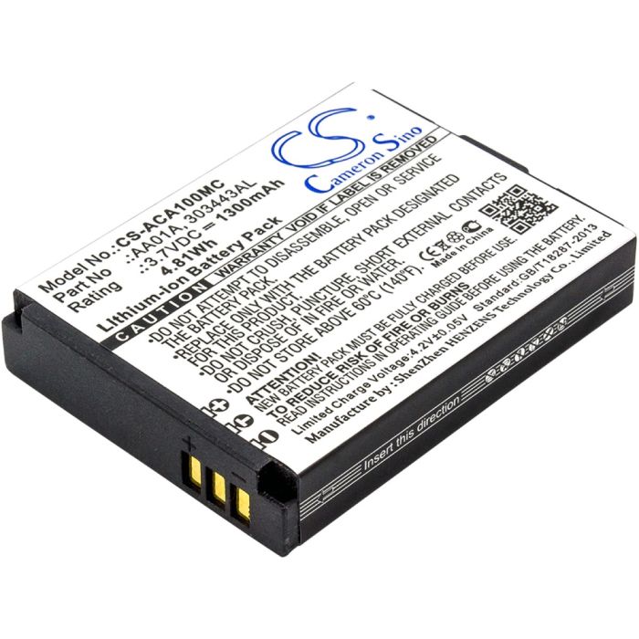 ACTIVEON kameroiden LX / DX yhteensopiva akku 1300mAh