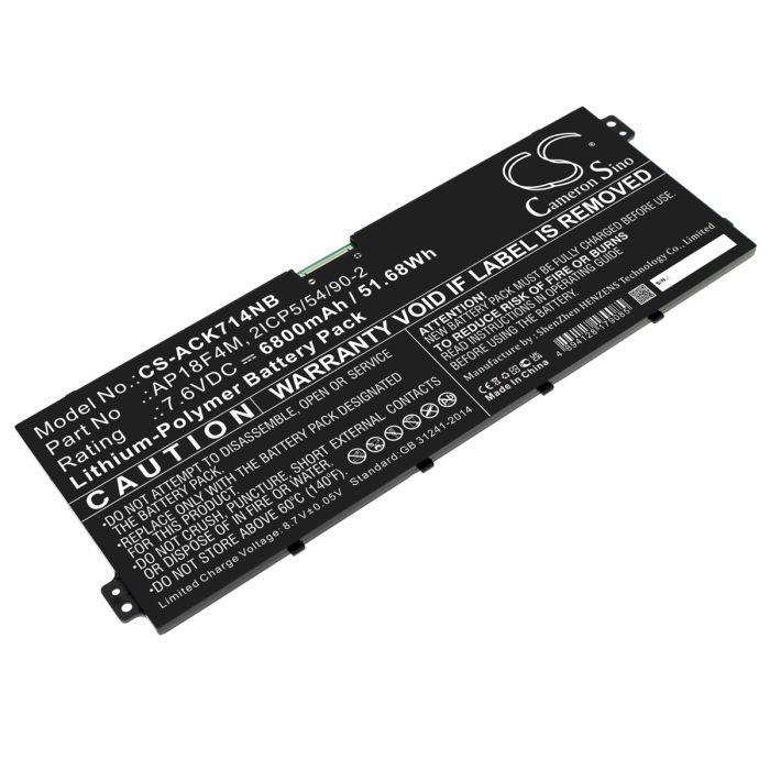Acer kannettavan tietokoneen Chromebook 714 CB714-1WT-53FX / Chromebook 715 CB715-1WT-39HZ yhteensopiva akku 6800mAh