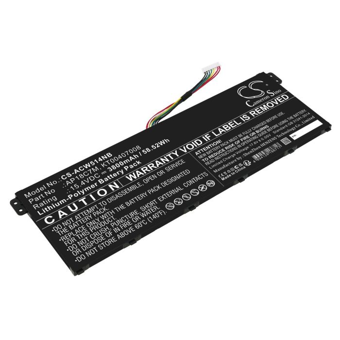 Acer kannettavan tietokoneen Swift 5 SF514-54GT-595G / TravelMate Spin P4 TMP414RN-51-72QA yhteensopiva akku 3800mAh